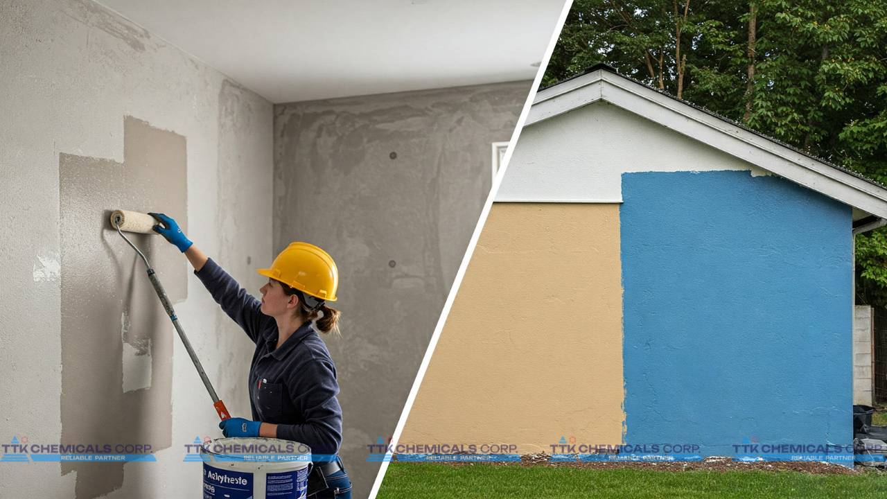 Tính ứng dụng của Keo Acrylic - Trong sản xuất sơn nước nội ngoại thất